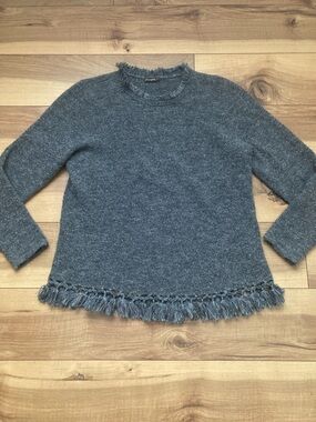 J McLaughlin Metallic Gray Fringe Sweater